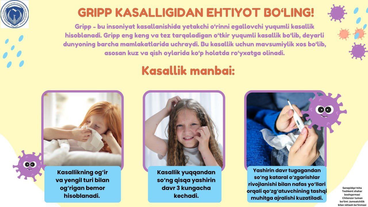 Gripp kasalligidan ehtiyot bo'ling